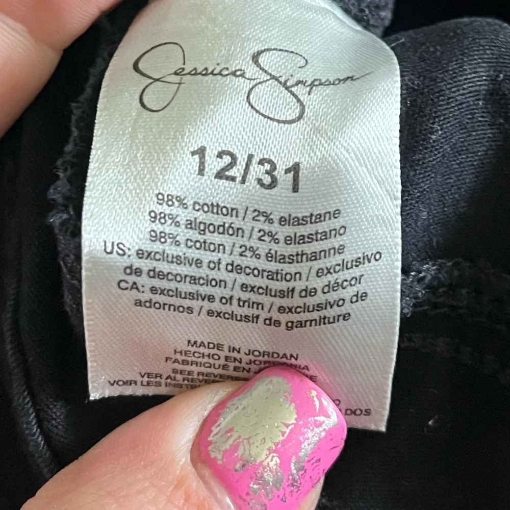 🔥Jessica Simpson 12/31 black shine super skinny has stretch like new - Picture 2 of 5